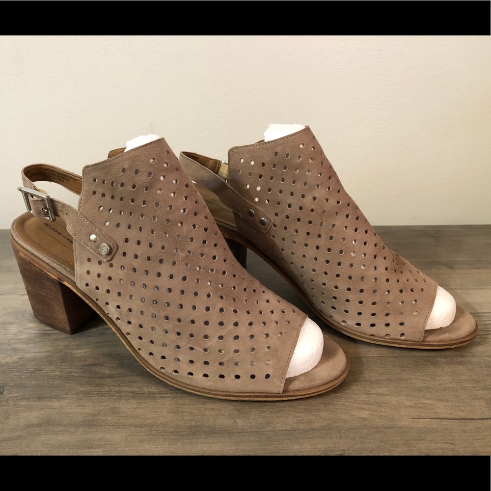 Tan Suede Leather Open Toe Booties